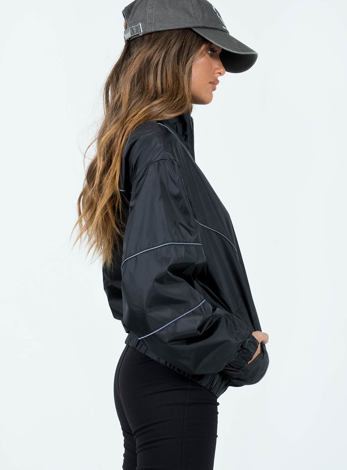 Haruko Windbreaker Jacket Black-Vipp Girl