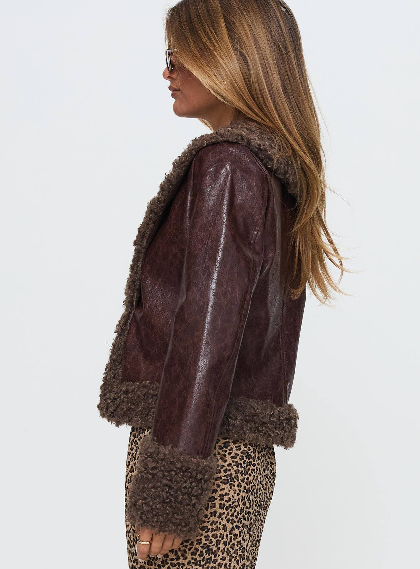 Found A Reason Faux Leather Jacket Brown-Vipp Girl