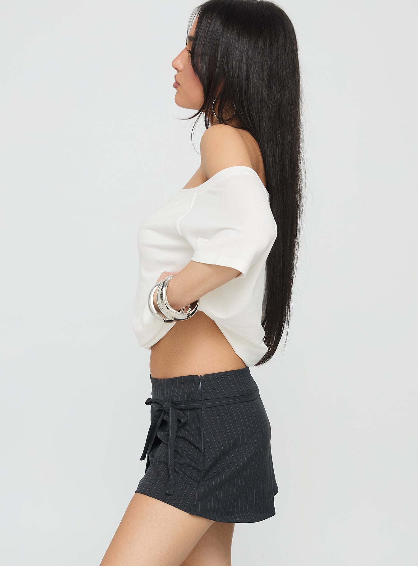 No Angel Wrap Skort Grey Pinstripe-Vipp Girl