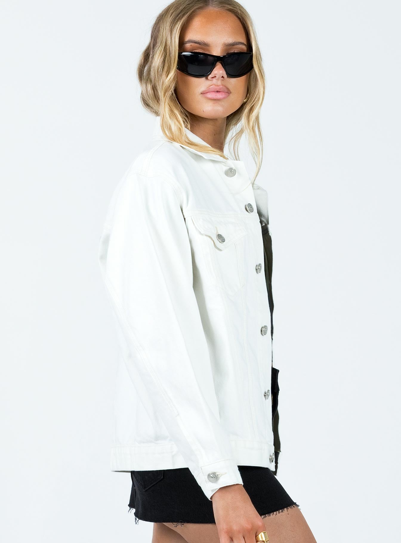 Kaleena Denim Jacket Ivory-Vipp Girl