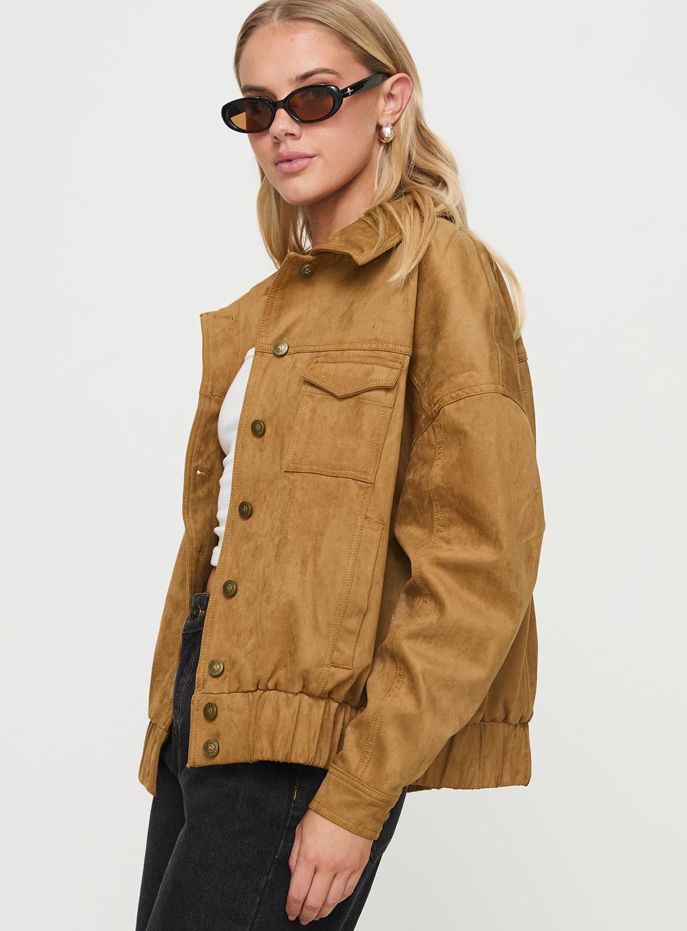 Ristretto Faux Suede Bomber Brown-Vipp Girl