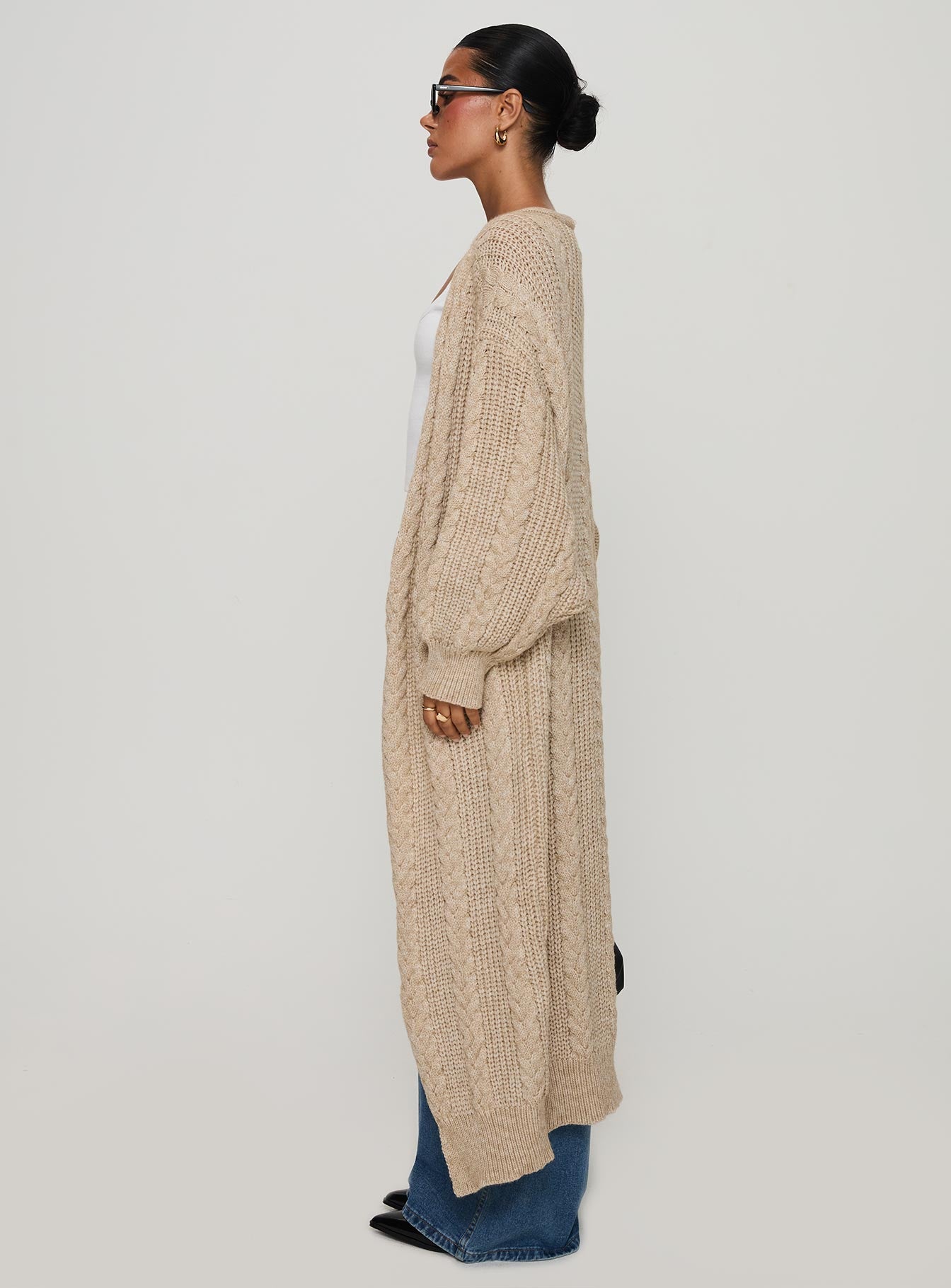 Orkid Cable Knit Cardigan Beige-Vipp Girl