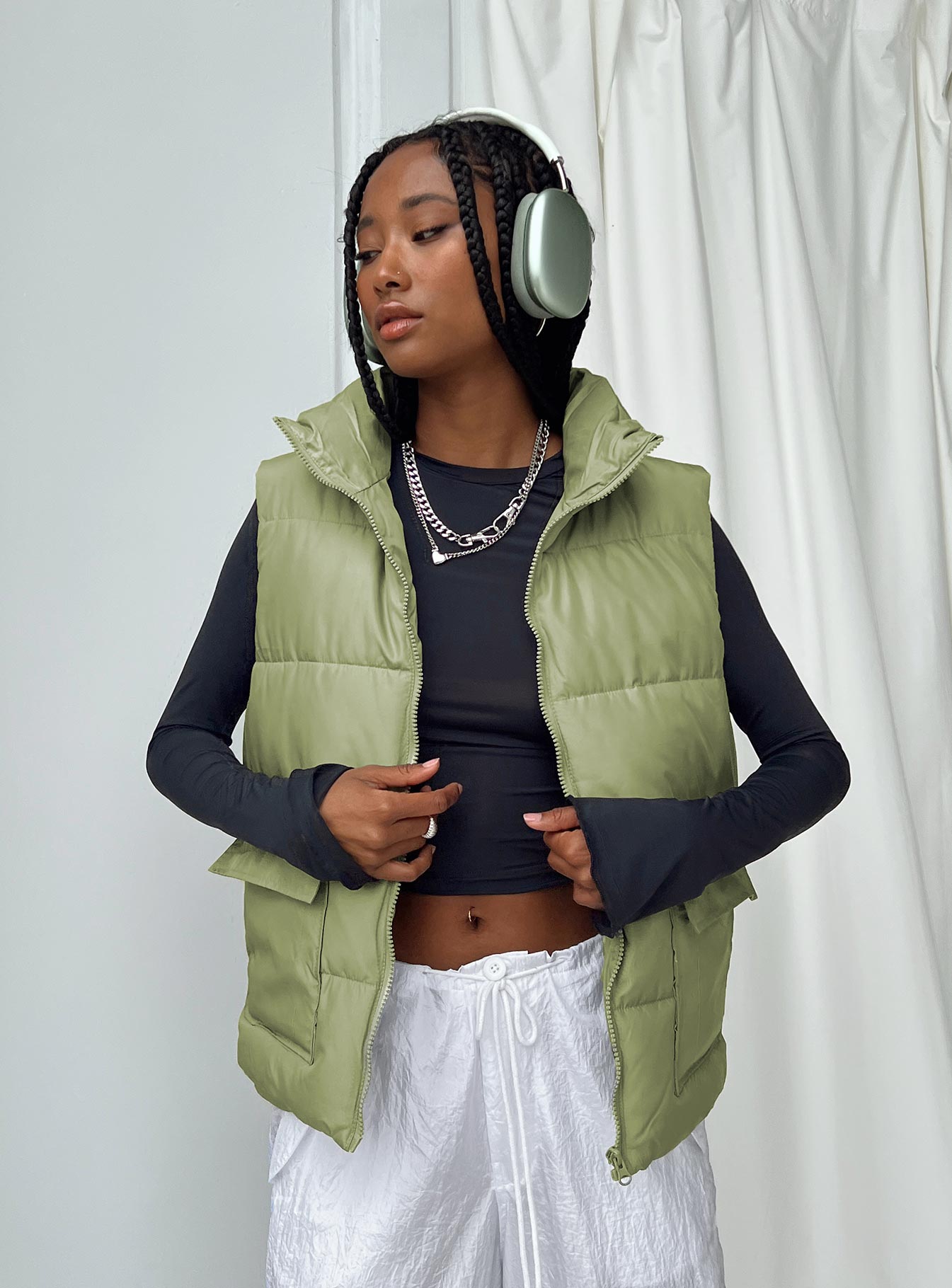 Rowan Vest Khaki-Vipp Girl