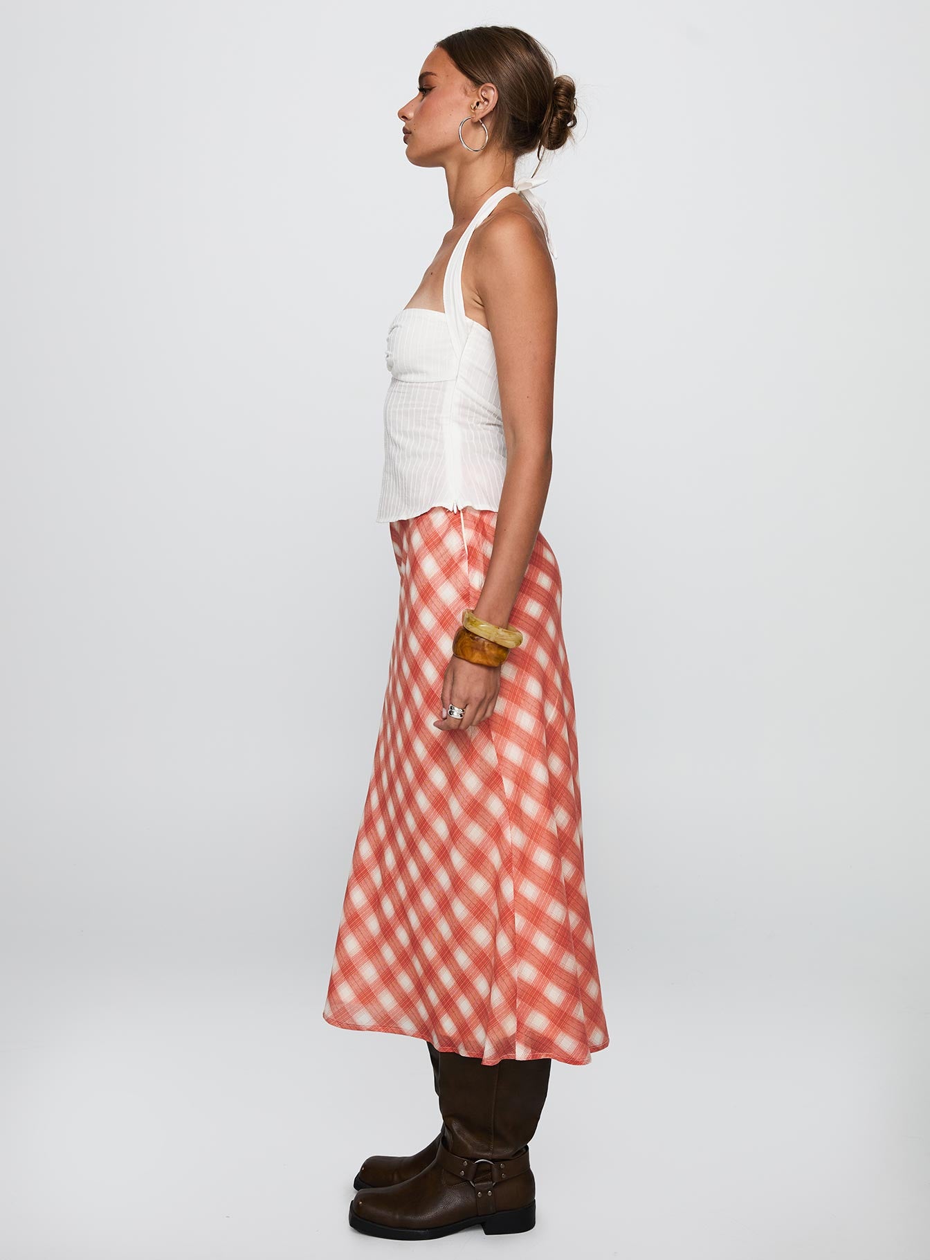 Living Color Maxi Skirt Orange Gingham-Vipp Girl