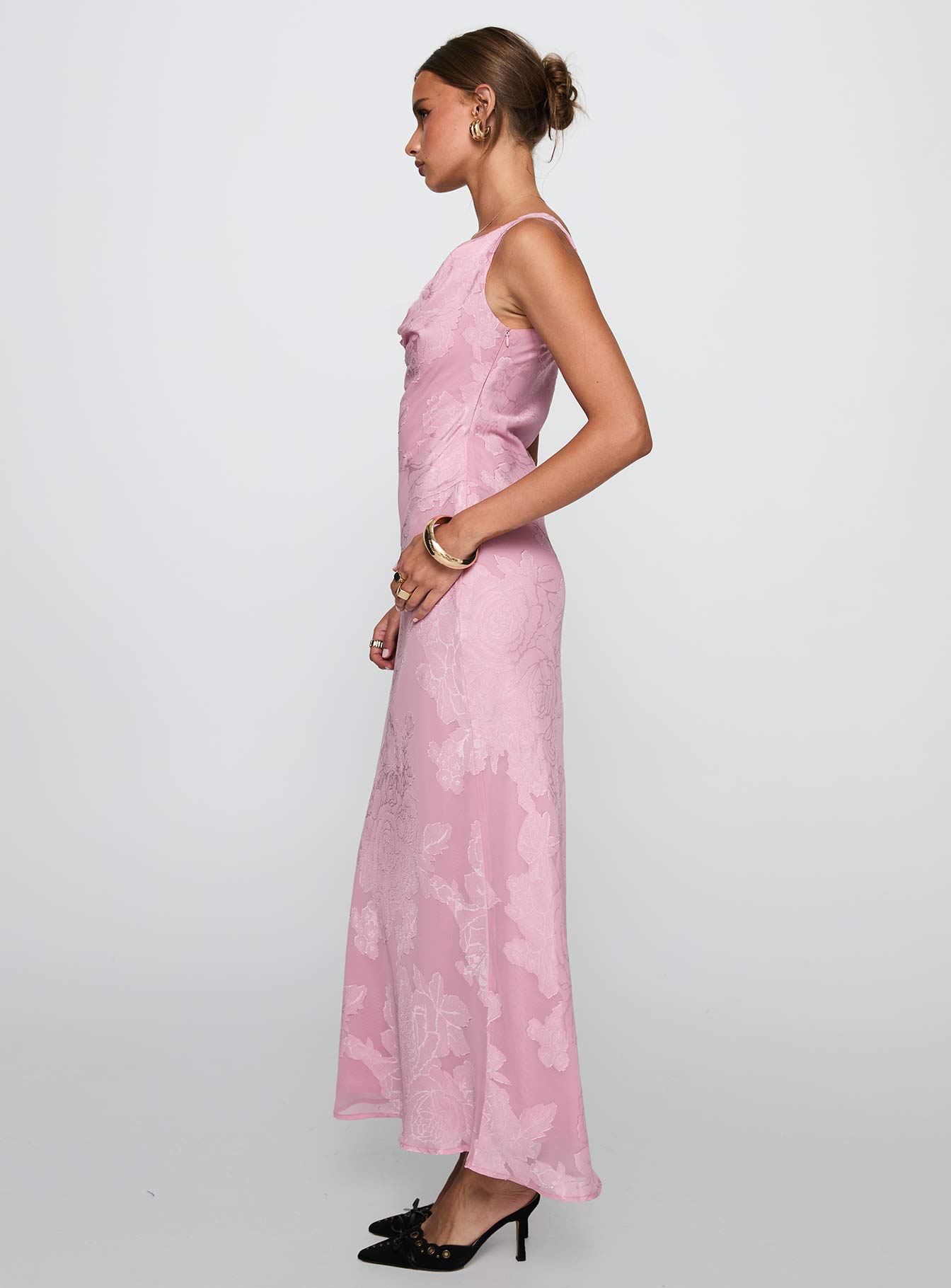 Brietta Cowl Maxi Dress Pink-Vipp Girl