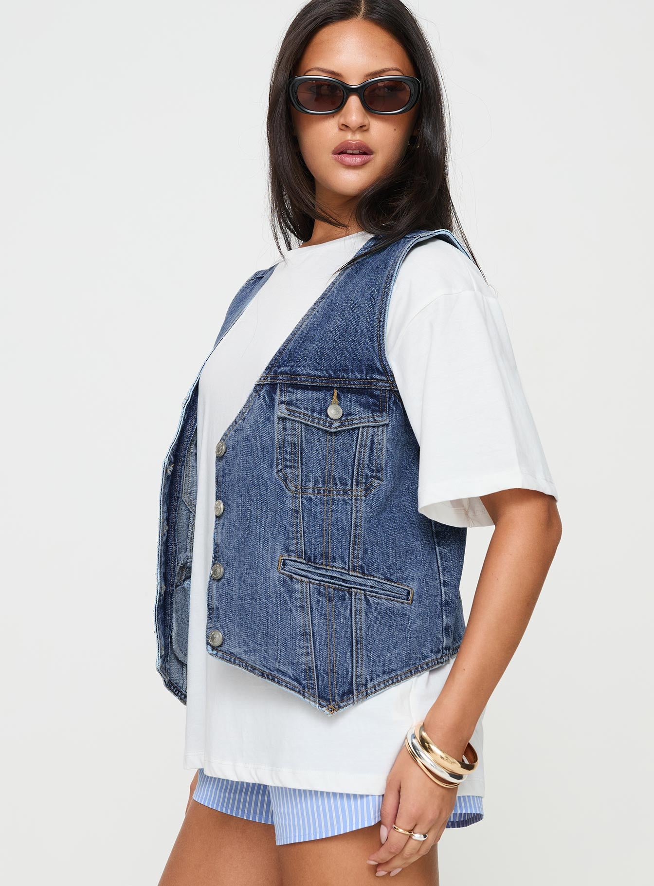 Neils Oversized Denim Vest Denim-Vipp Girl