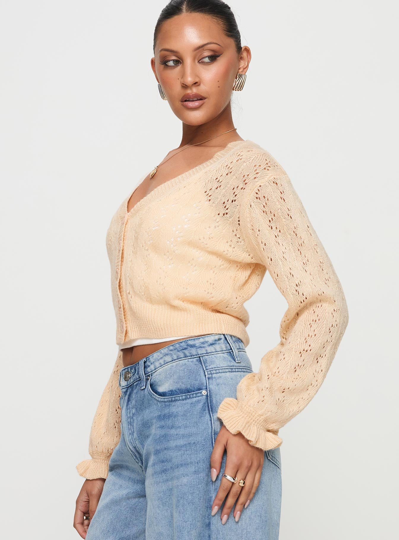 Lyric Cropped Cardigan Beige-Vipp Girl