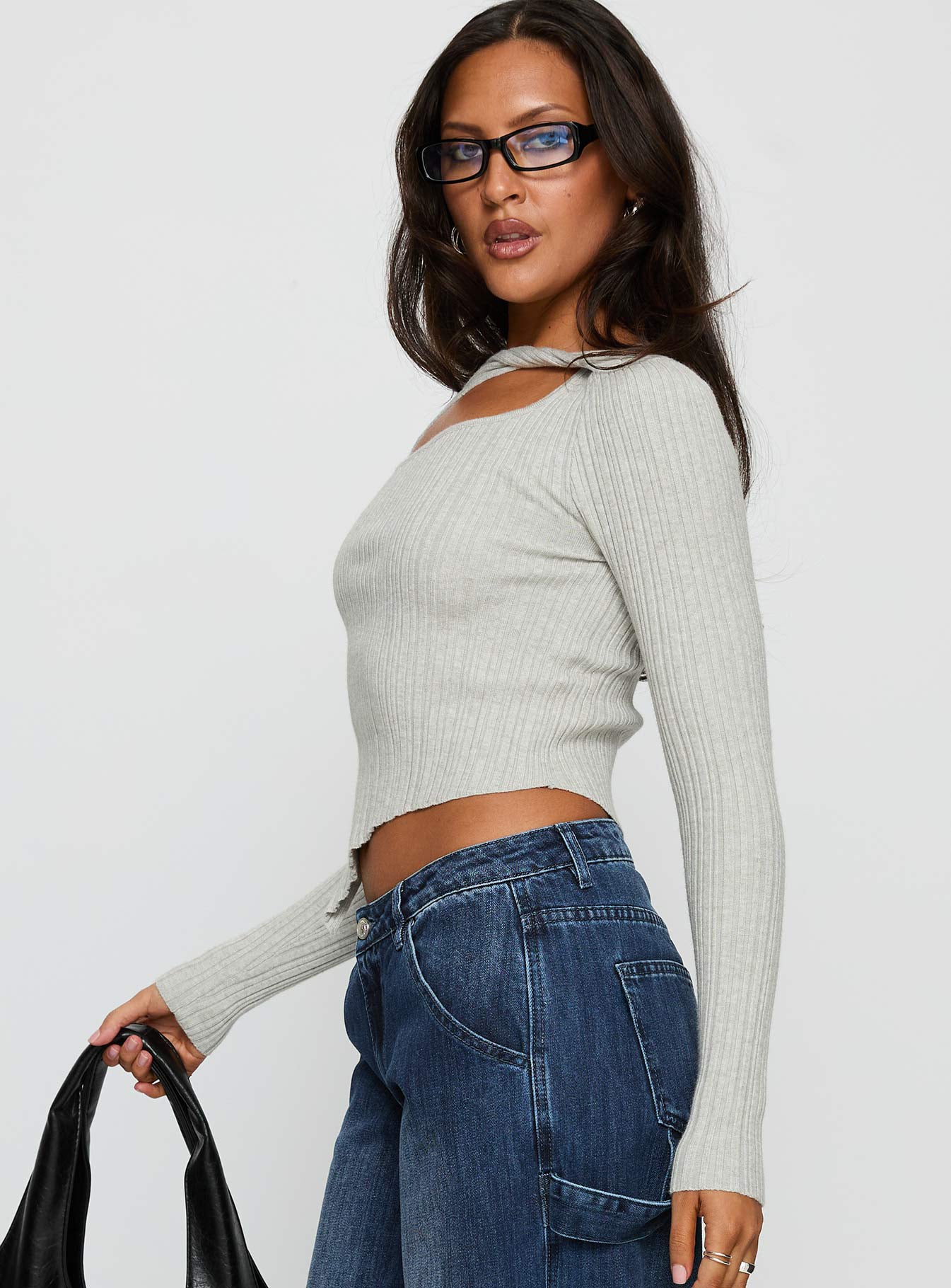 Ellara Long Sleeve Top Grey-Vipp Girl