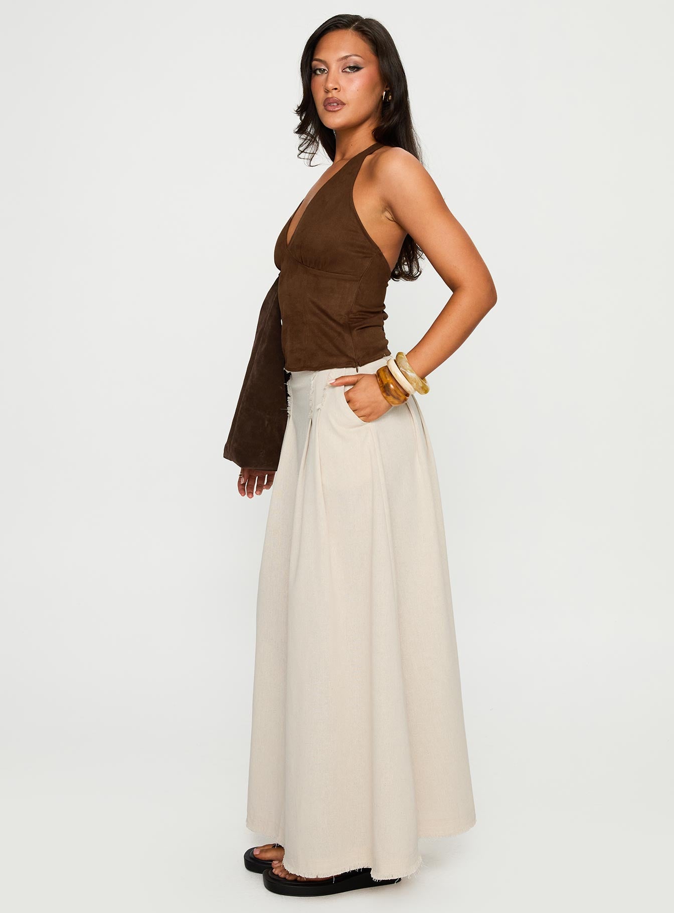 Bohemian Spirit Maxi Skirt Beige-Vipp Girl