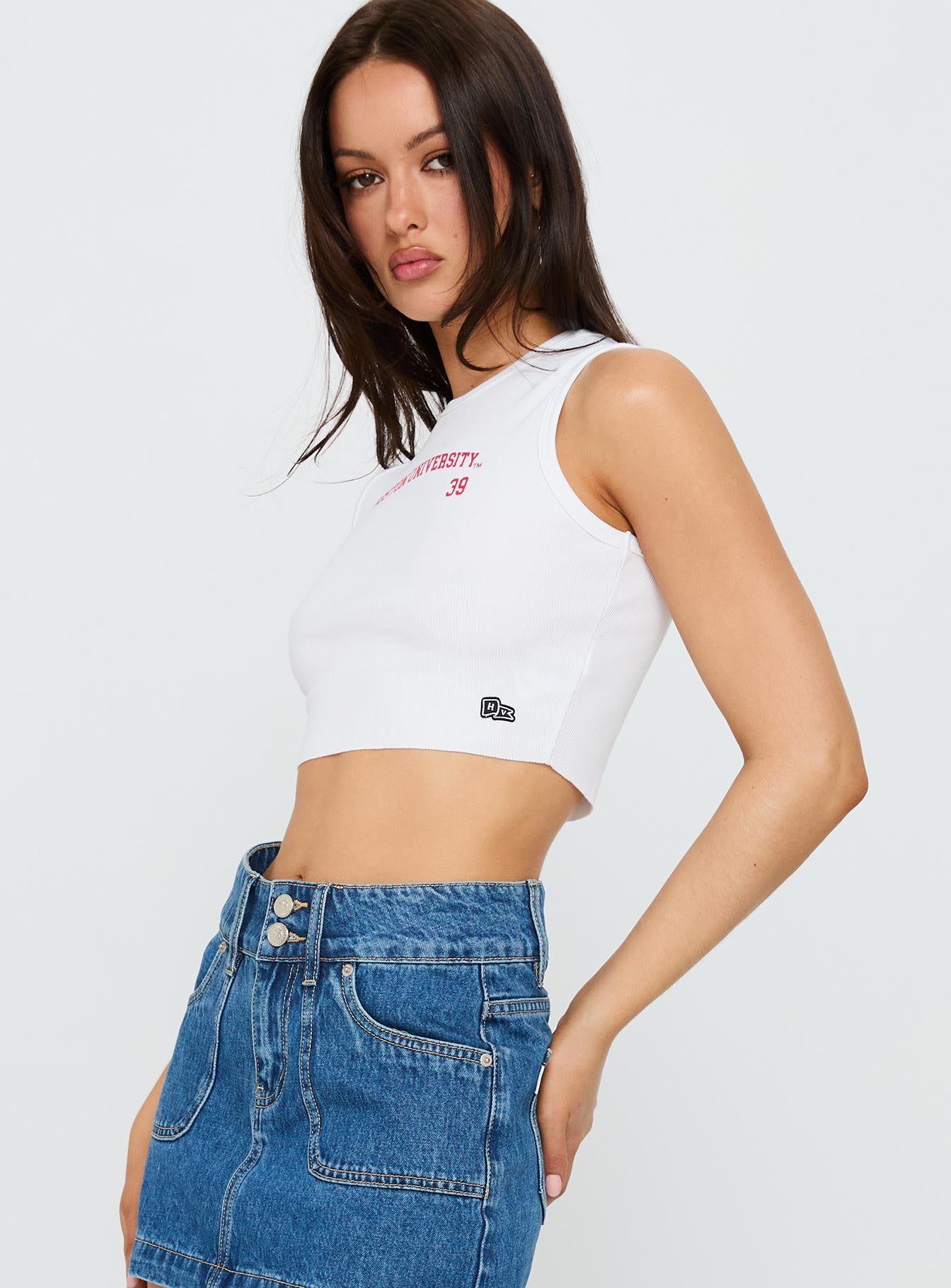 Boston University Cutoff Tank Top White-Vipp Girl