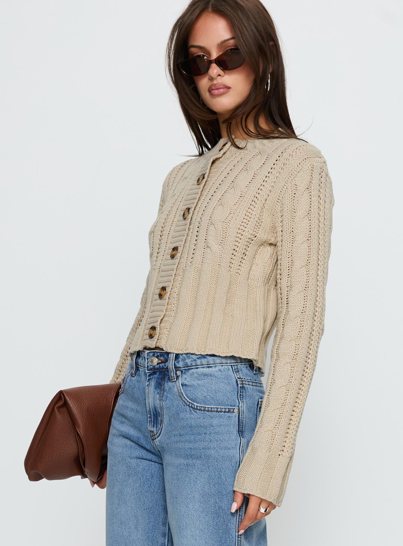 Donielle Cable Knit Cardigan Beige-Vipp Girl