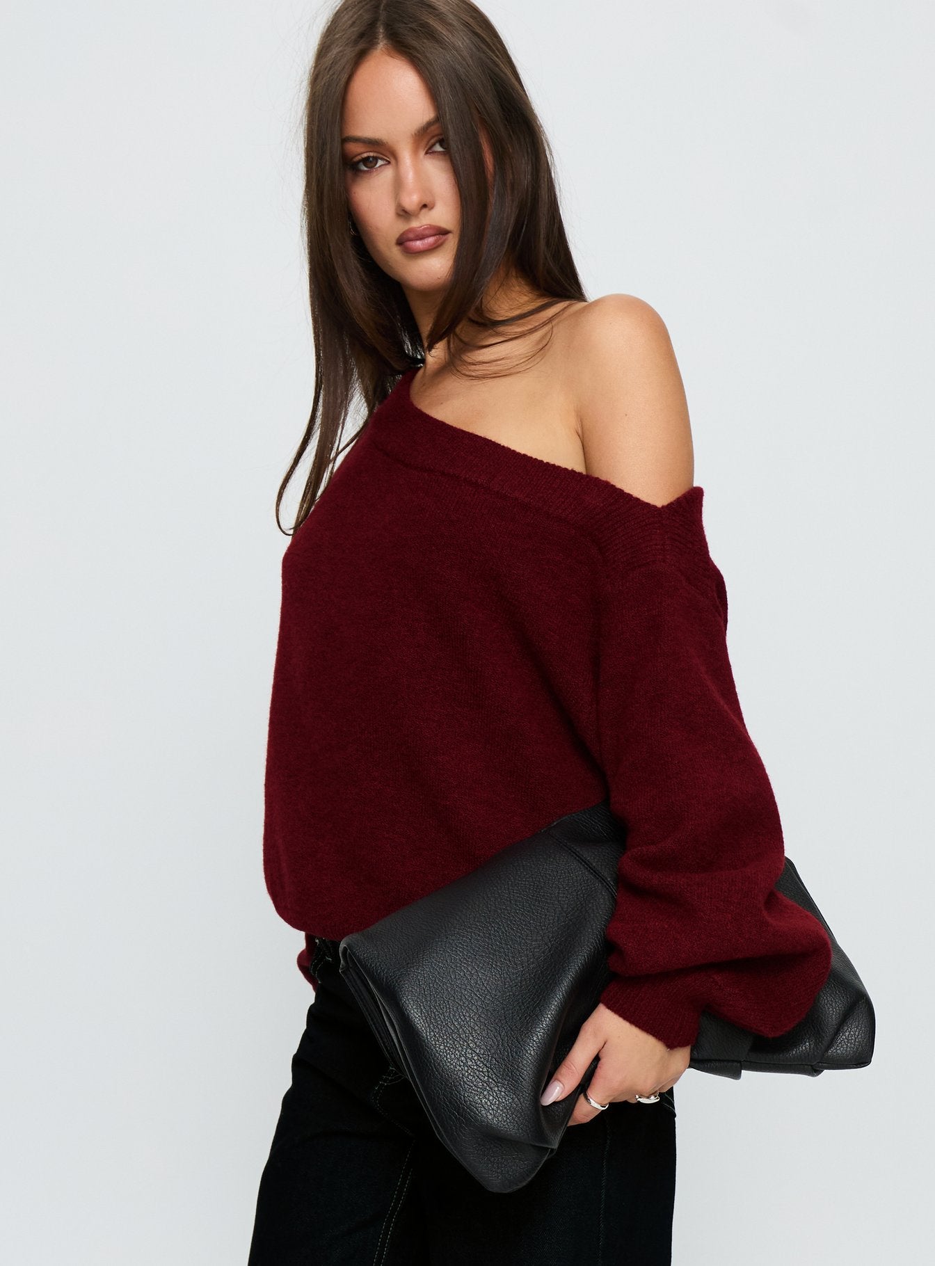 Noble Off The Shoulder Sweater Red-Vipp Girl