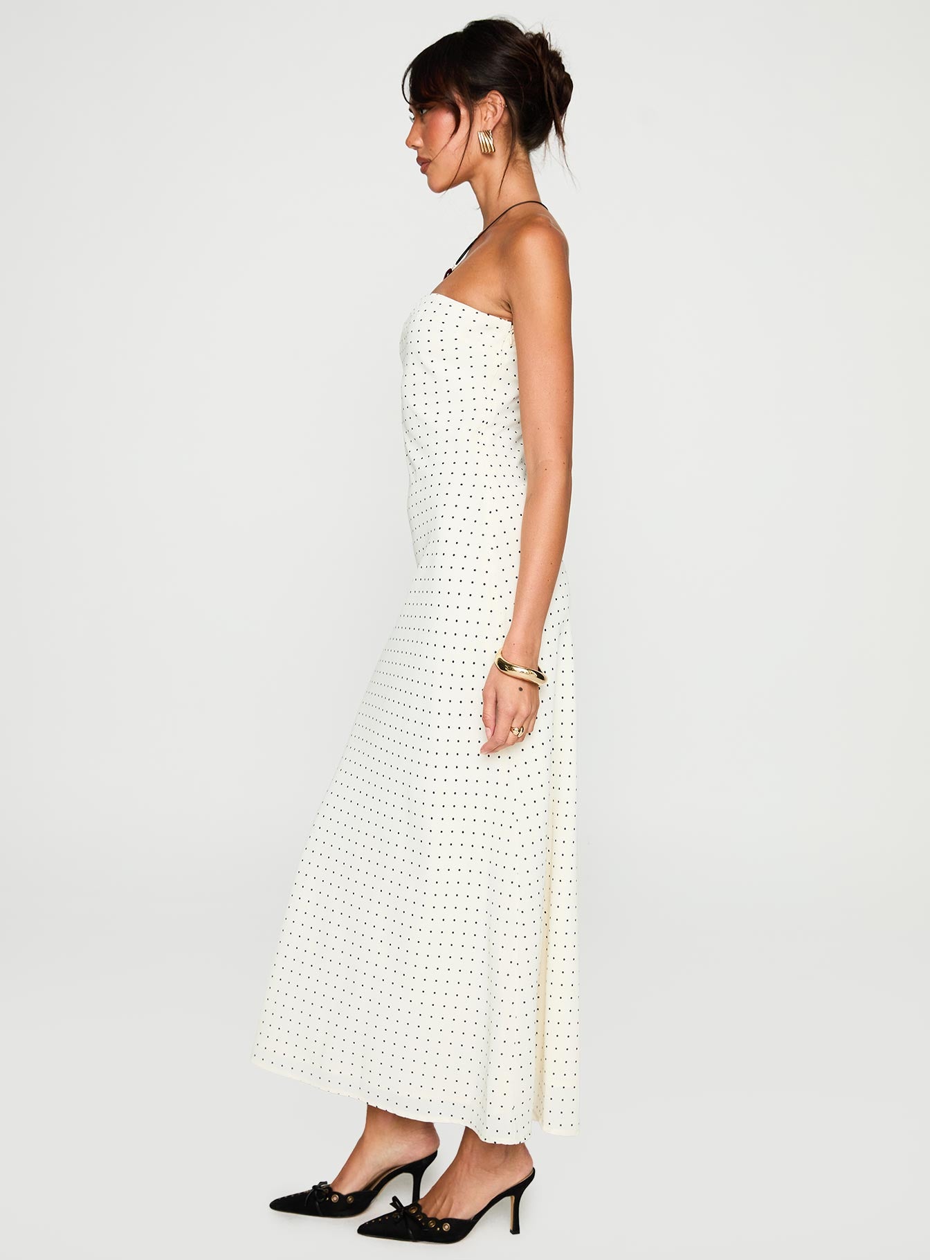 Just For Fun Strapless Maxi Dress White Polka Dot-Vipp Girl