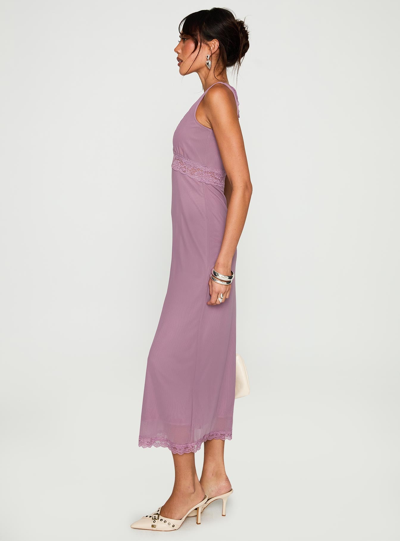 Between The Lines Lace Trim Maxi Dress Purple-Vipp Girl