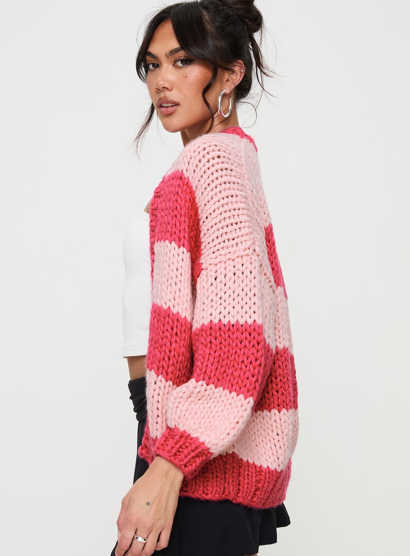Lester Knit Cardigan Pink Stripe-Vipp Girl