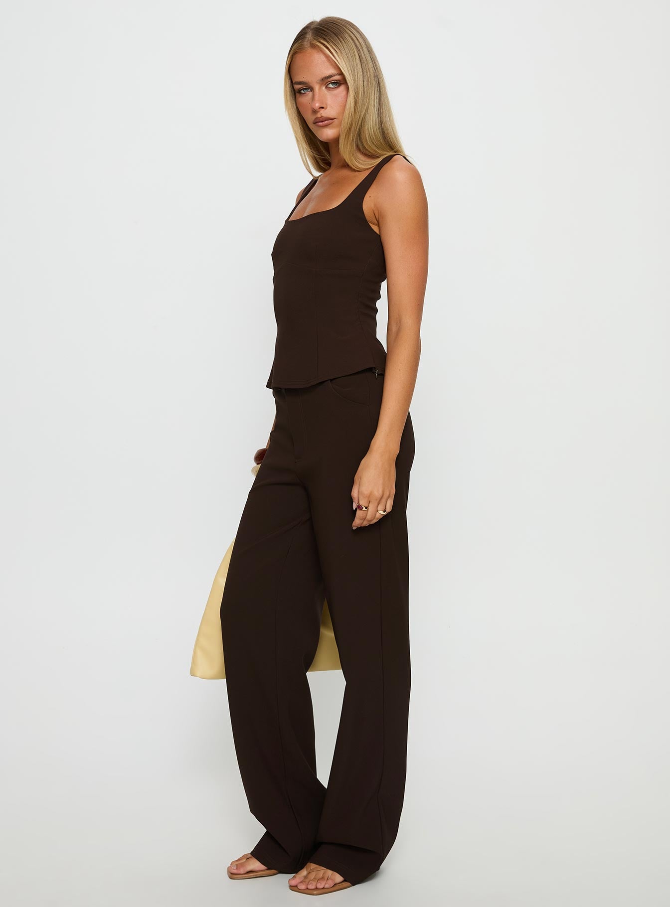 Kinsie Tailored Top Brown-Vipp Girl