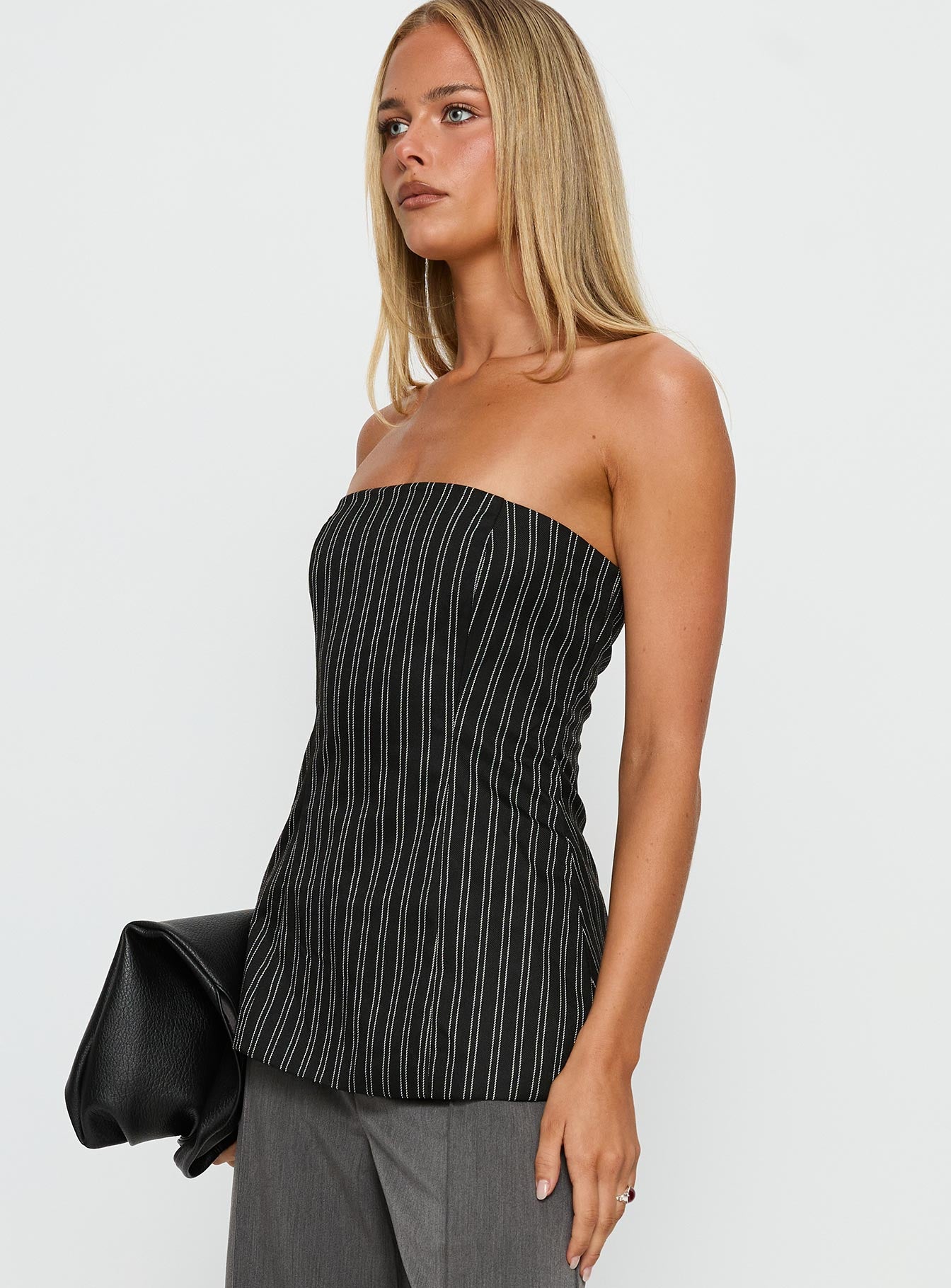 Maralyn Strapless Top Black Pinstripe-Vipp Girl