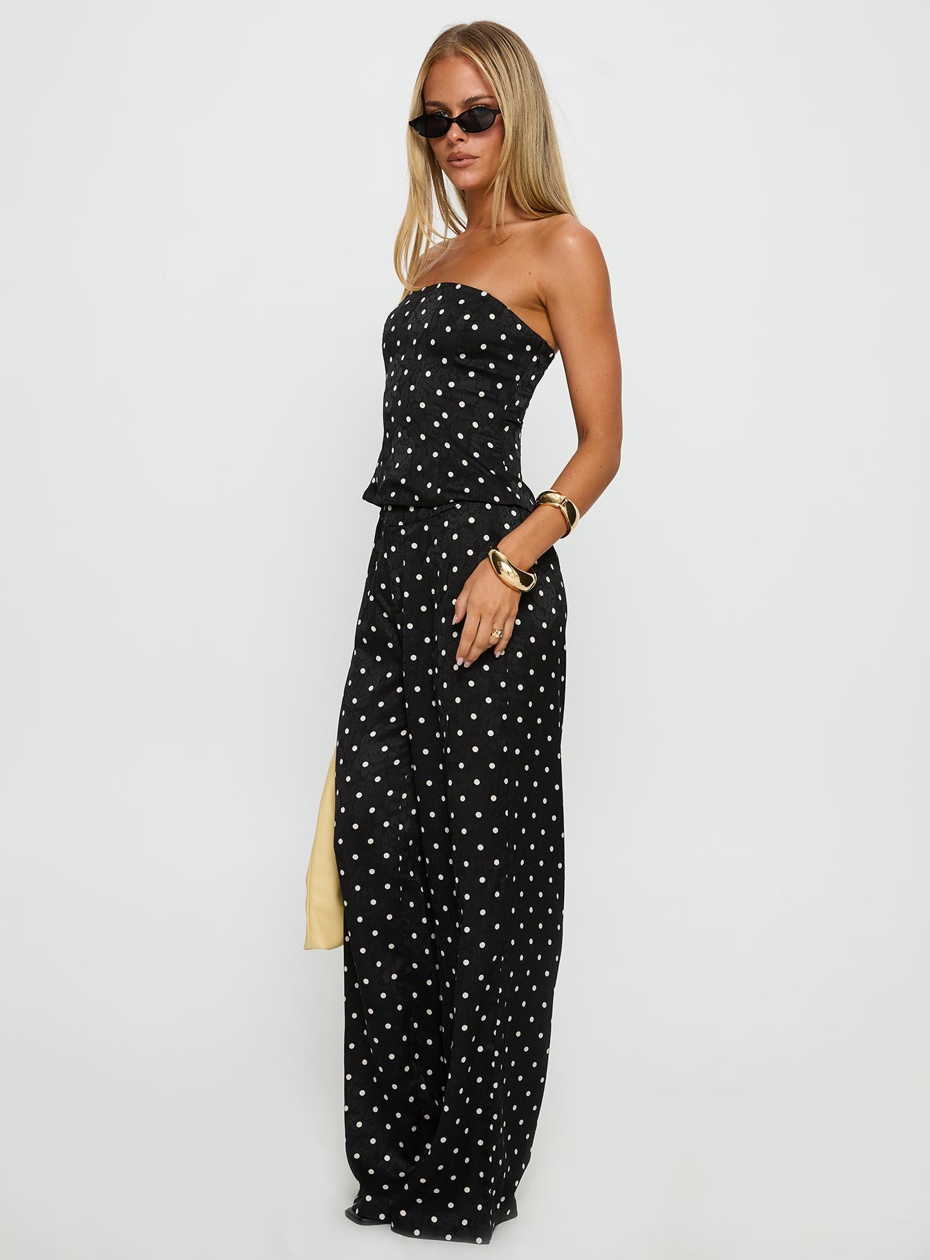 Powdered Sugar Strapless Set Black Polka-Vipp Girl