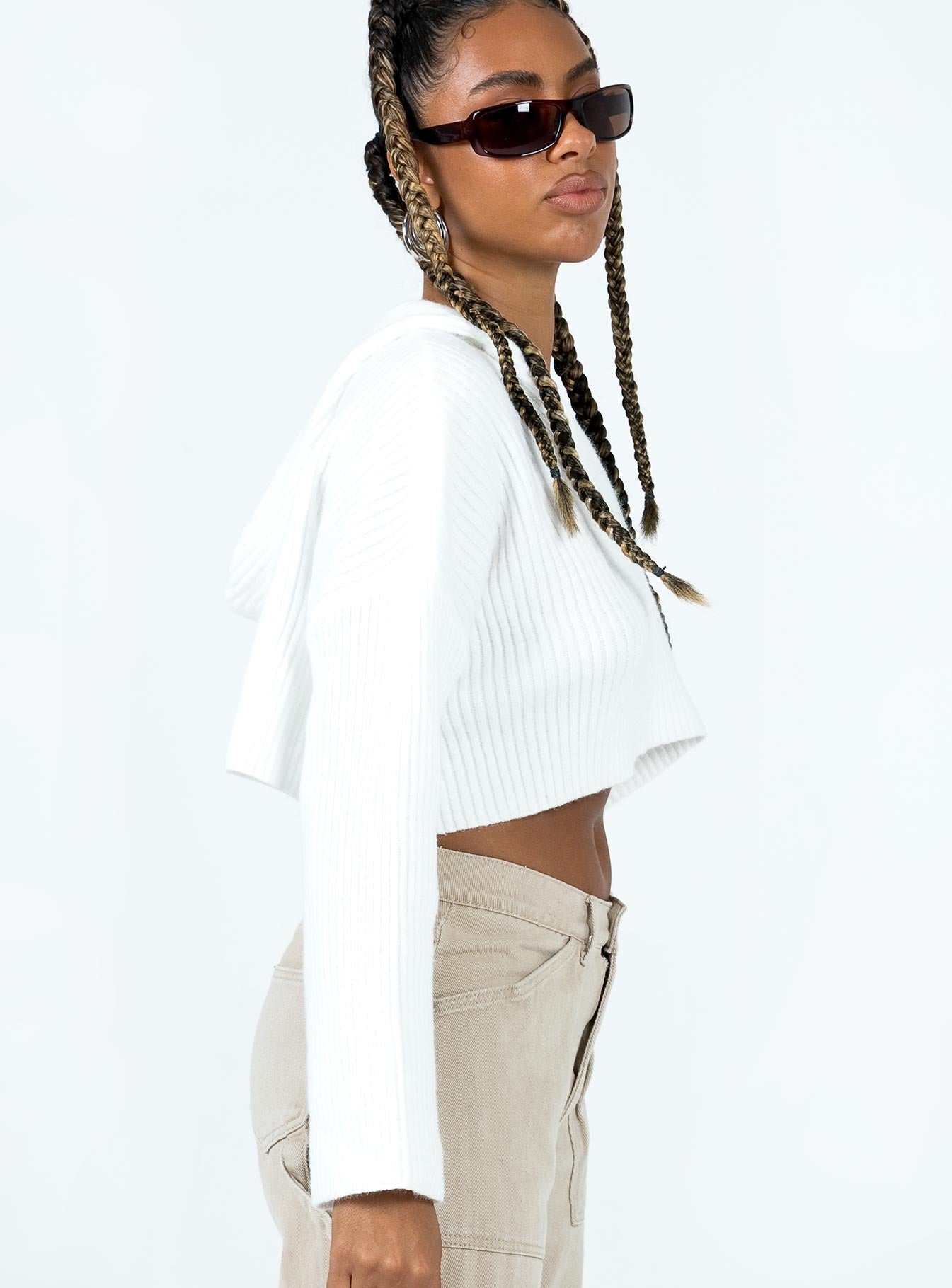 Benson Cropped Sweater White-Vipp Girl