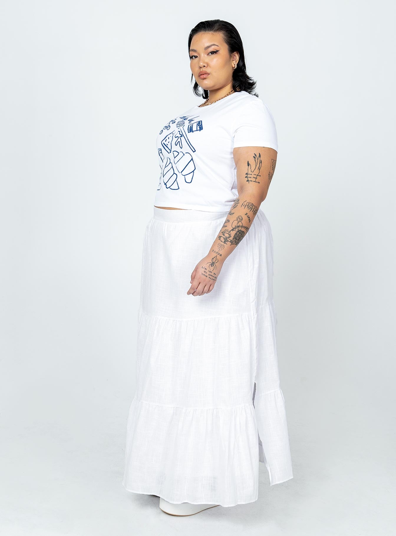 Korban Maxi Skirt White Curve-Vipp Girl