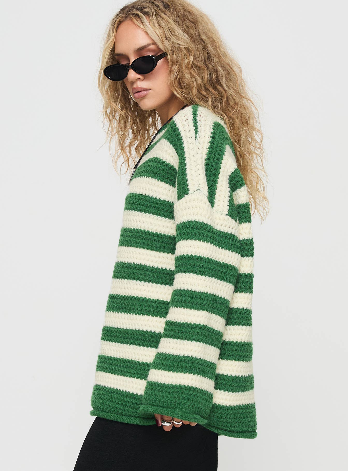 Brando Knit Sweater Green / Cream Stripe-Vipp Girl