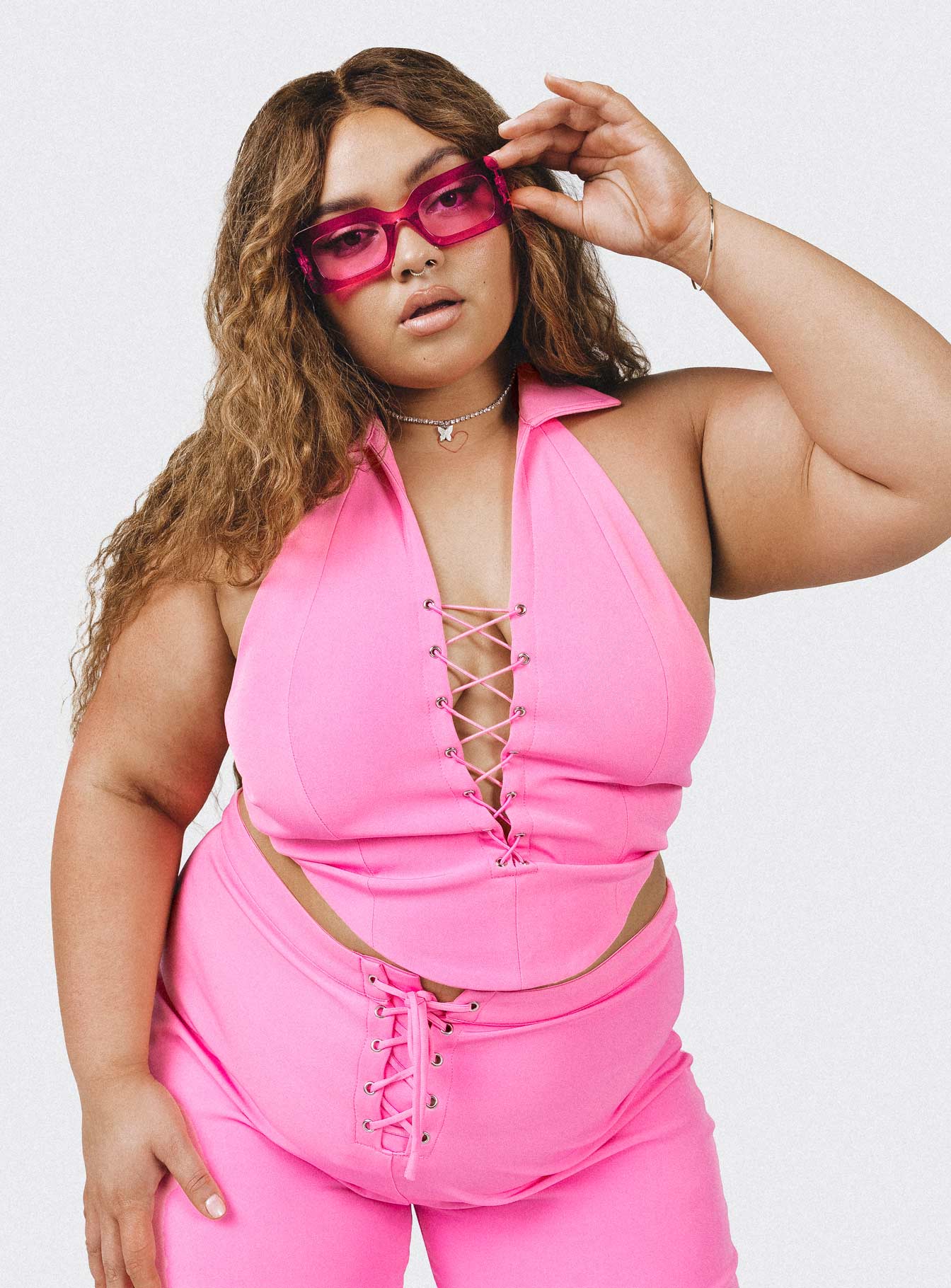 Marcia Vest Top Pink Curve-Vipp Girl