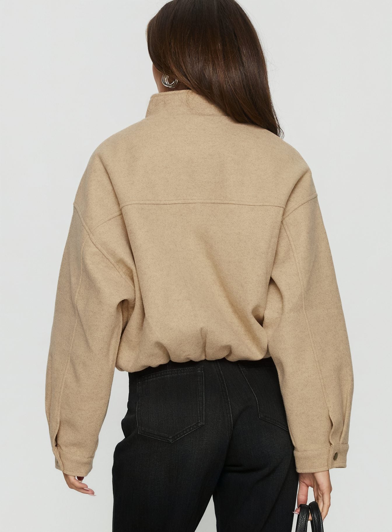 Chayden Cropped Bomber Jacket Beige-Vipp Girl