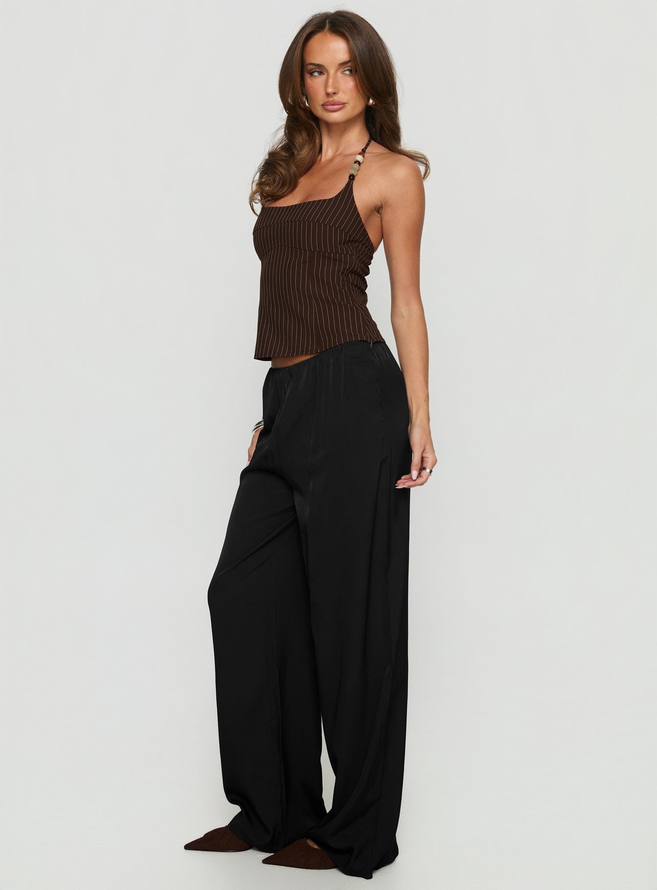 Breina Satin Straight Leg Pants Black-Vipp Girl