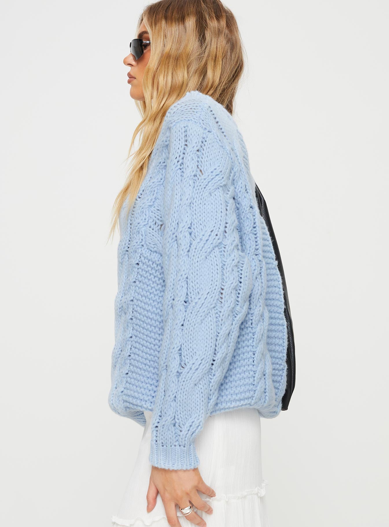 Ellison Cable Knit Sweater Light Blue-Vipp Girl