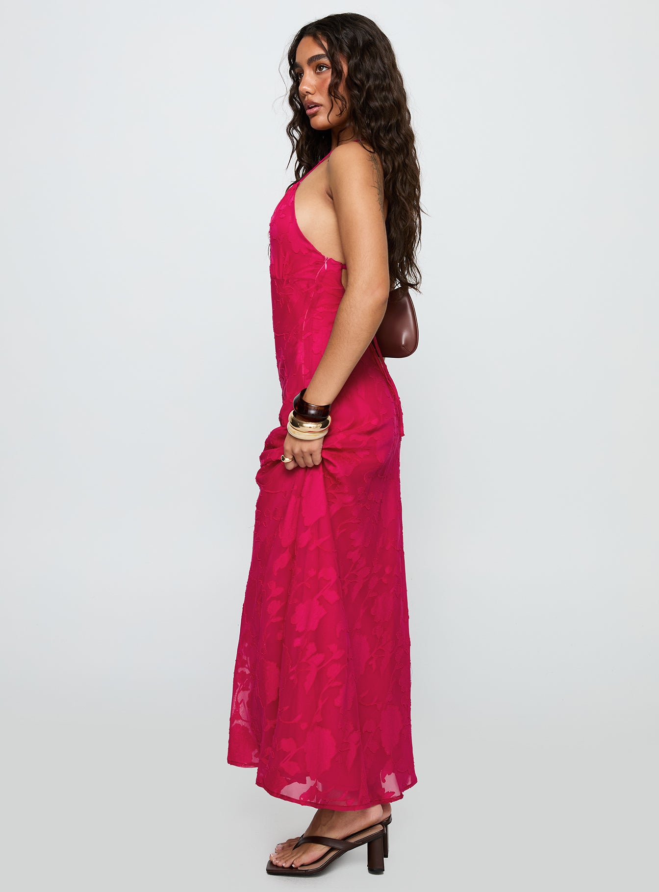Magnetic Halter Maxi Dress Hot Pink-Vipp Girl