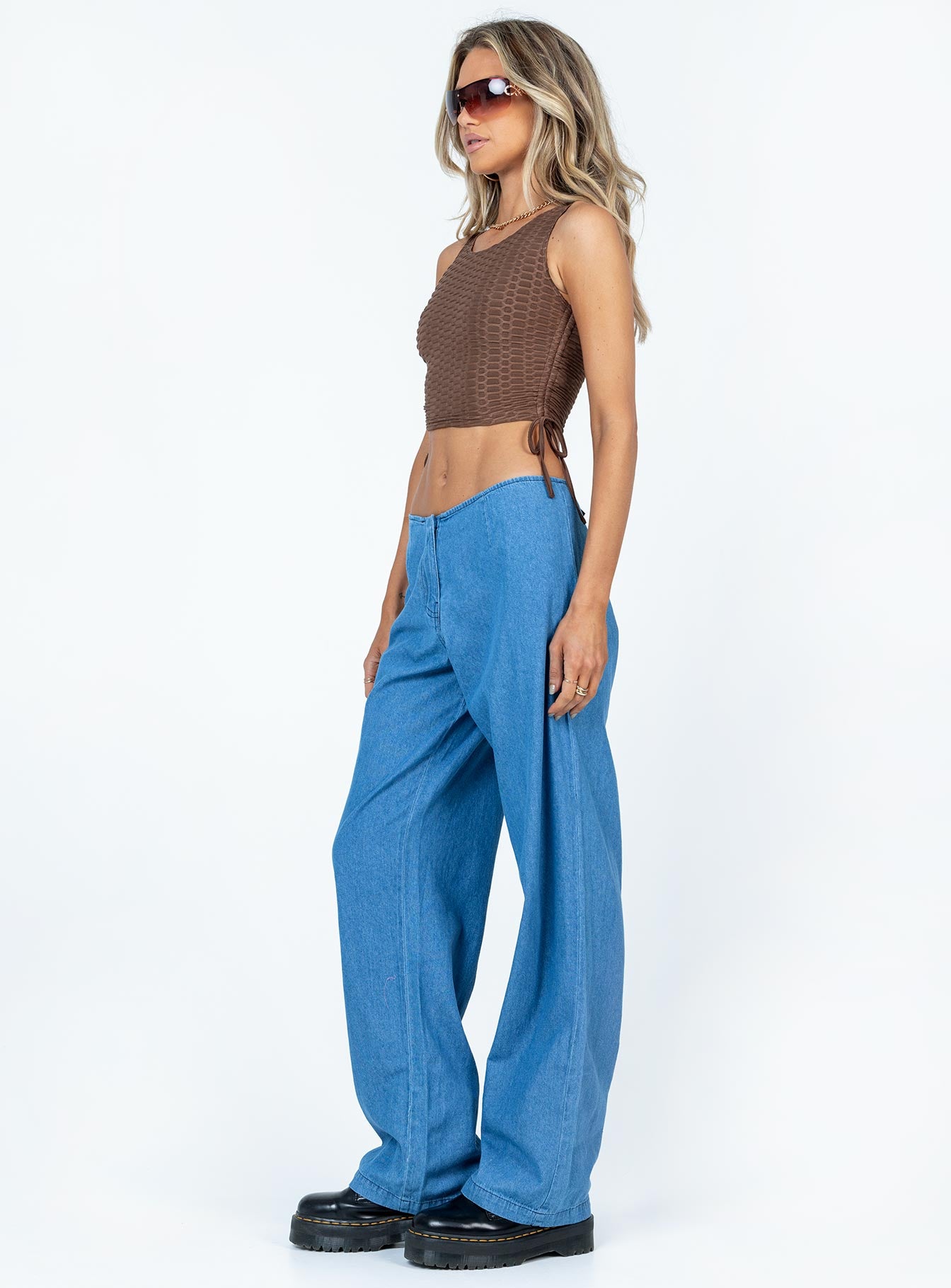 Motel Sedna Trouser Denim Stone Wash Blue-Vipp Girl