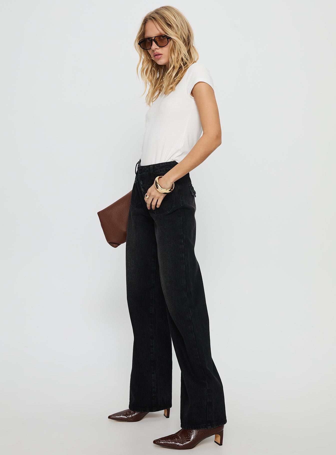 Carianne Low Rise Wide Leg Jeans Washed Black-Vipp Girl