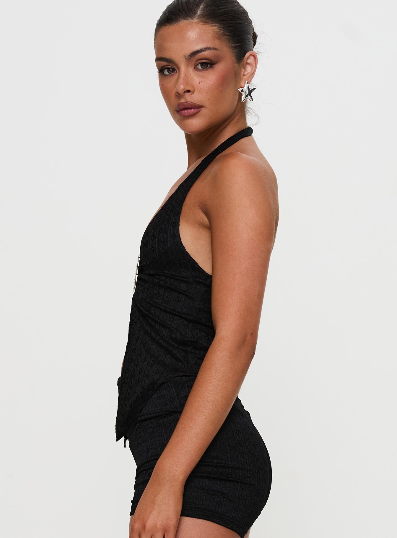 Moderna Halter Lace Top Black-Vipp Girl