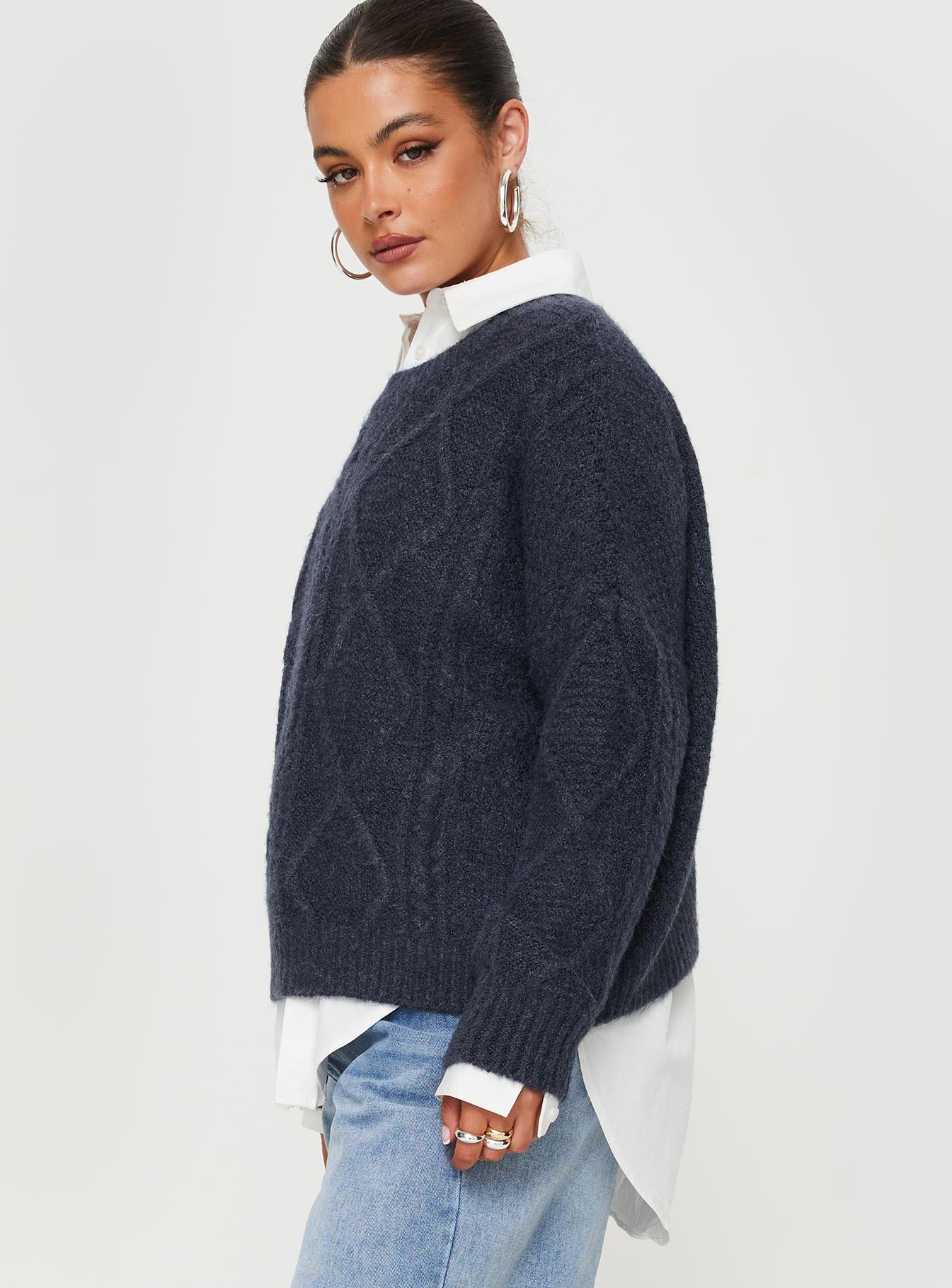 Canlish Cable Knit Sweater Navy-Vipp Girl