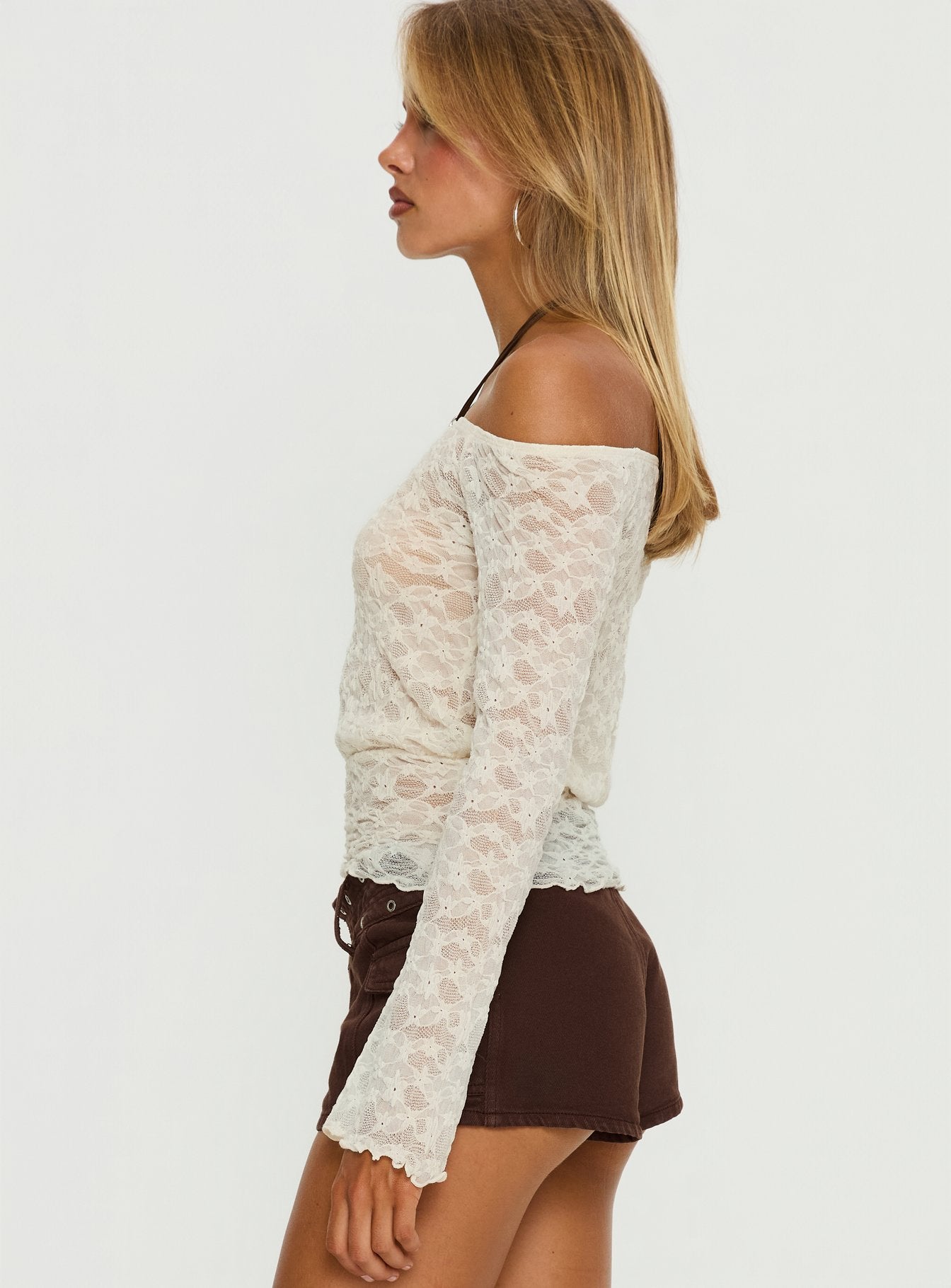 Korrine Off Shoulder Lace Top Cream-Vipp Girl