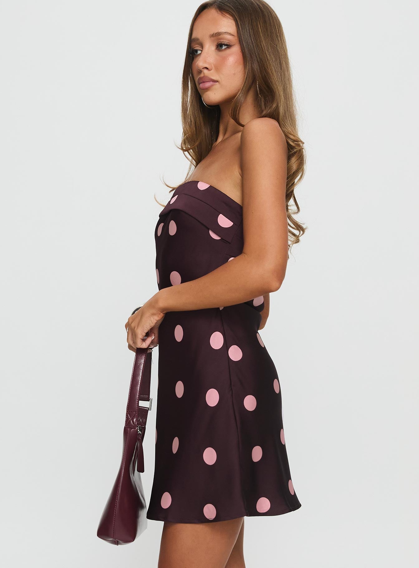 Phillipa Mini Dress Plum / Pink Polka Dot-Vipp Girl