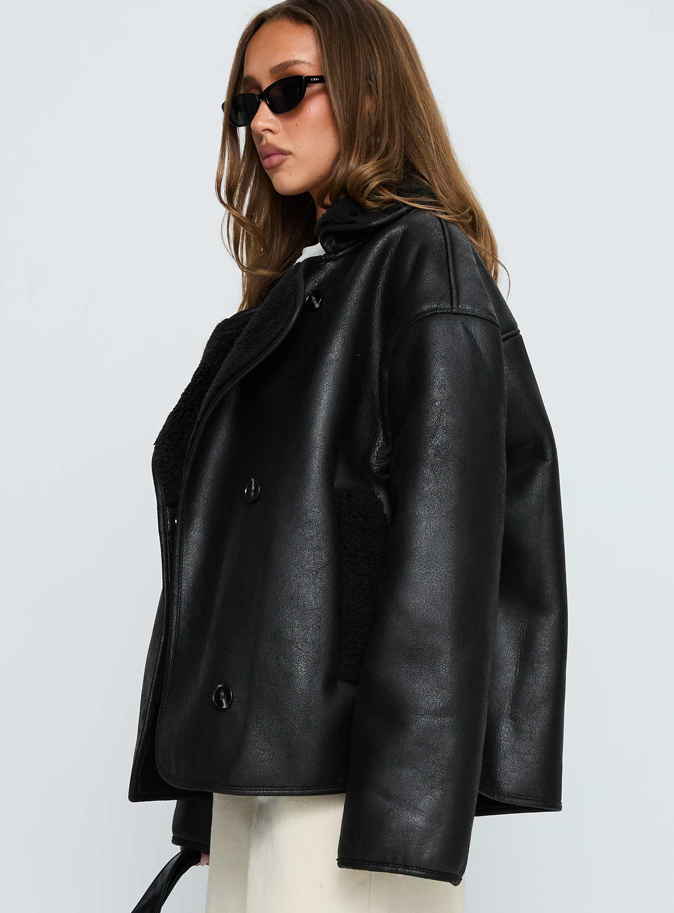 Nunez Faux Leather Jacket Black-Vipp Girl
