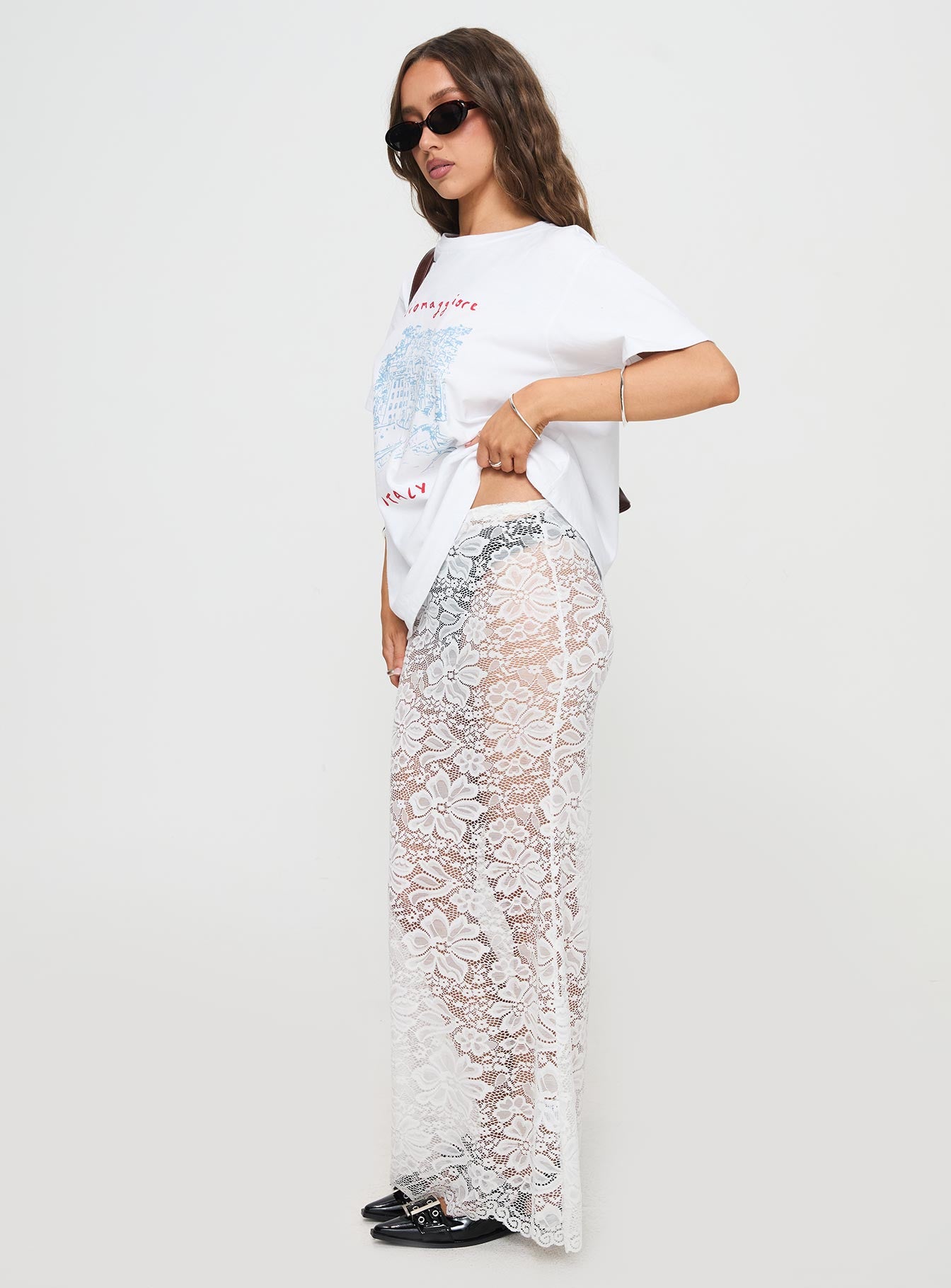Lombardio Lace Maxi Skirt White-Vipp Girl