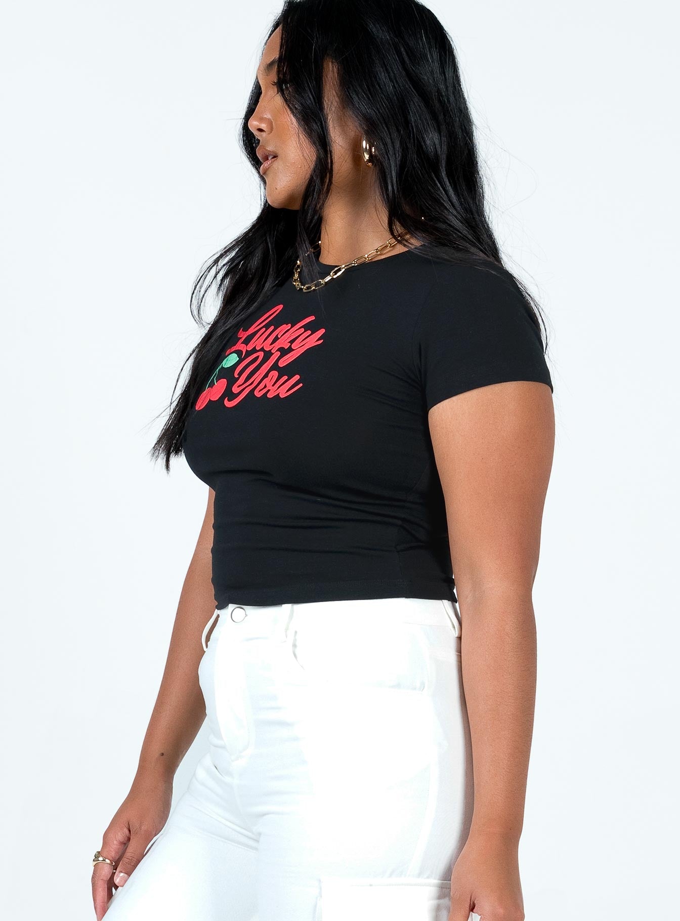 Lucky You Cherry Tee Black-Vipp Girl