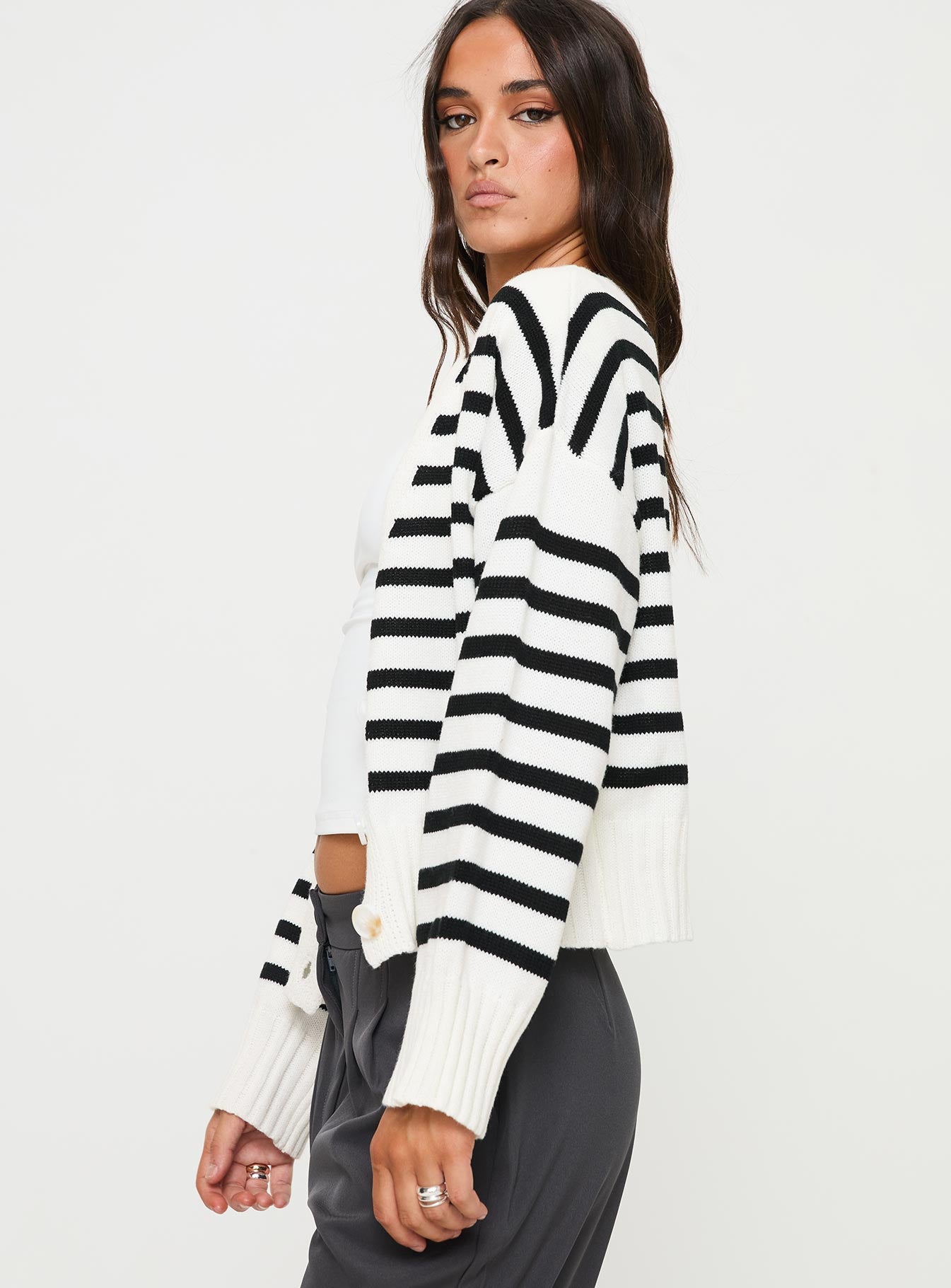 Karlson Striped Cardigan Cream / Black-Vipp Girl