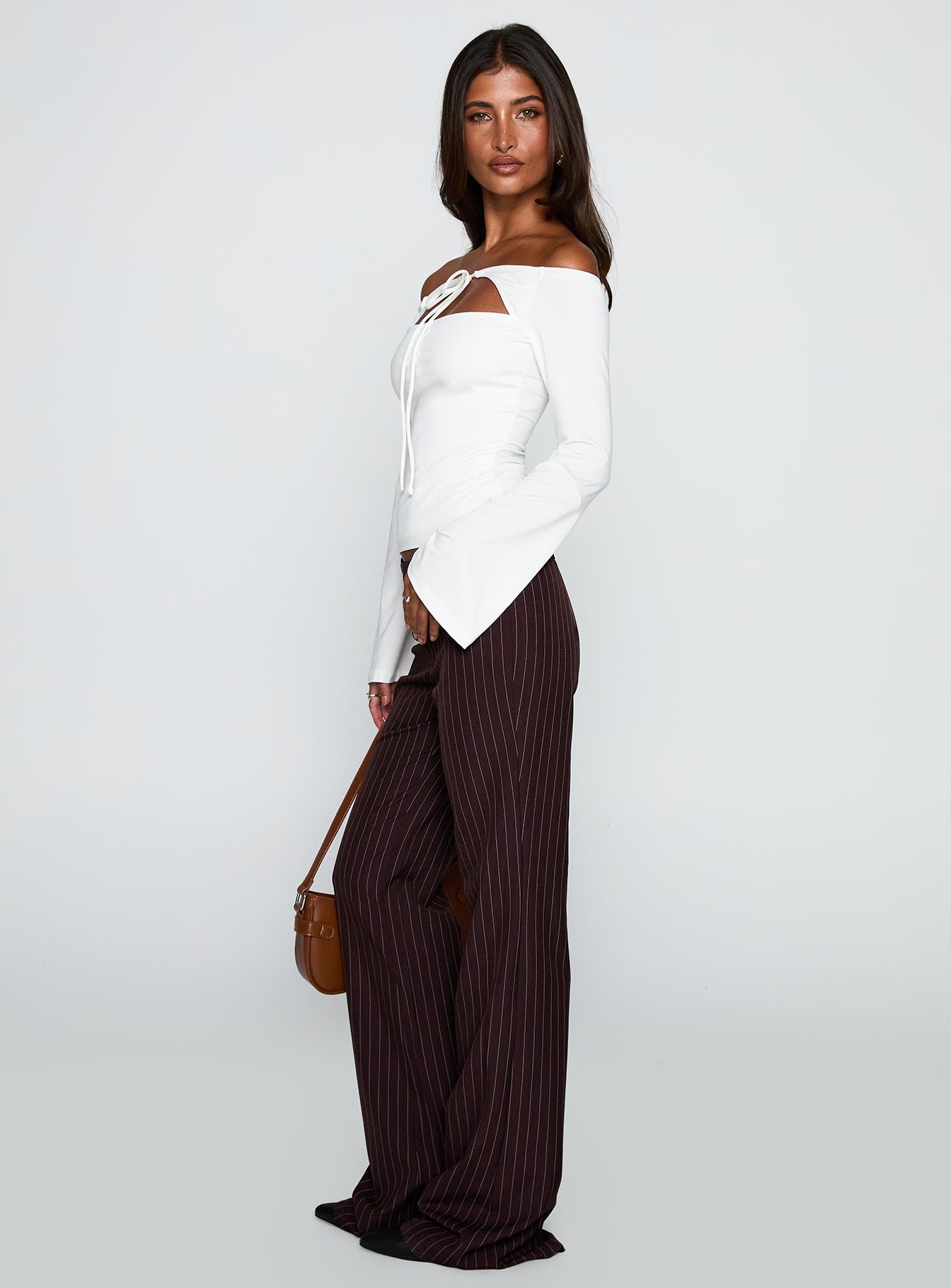 Kinkirk Flared Pants Brown Pinstripe-Vipp Girl