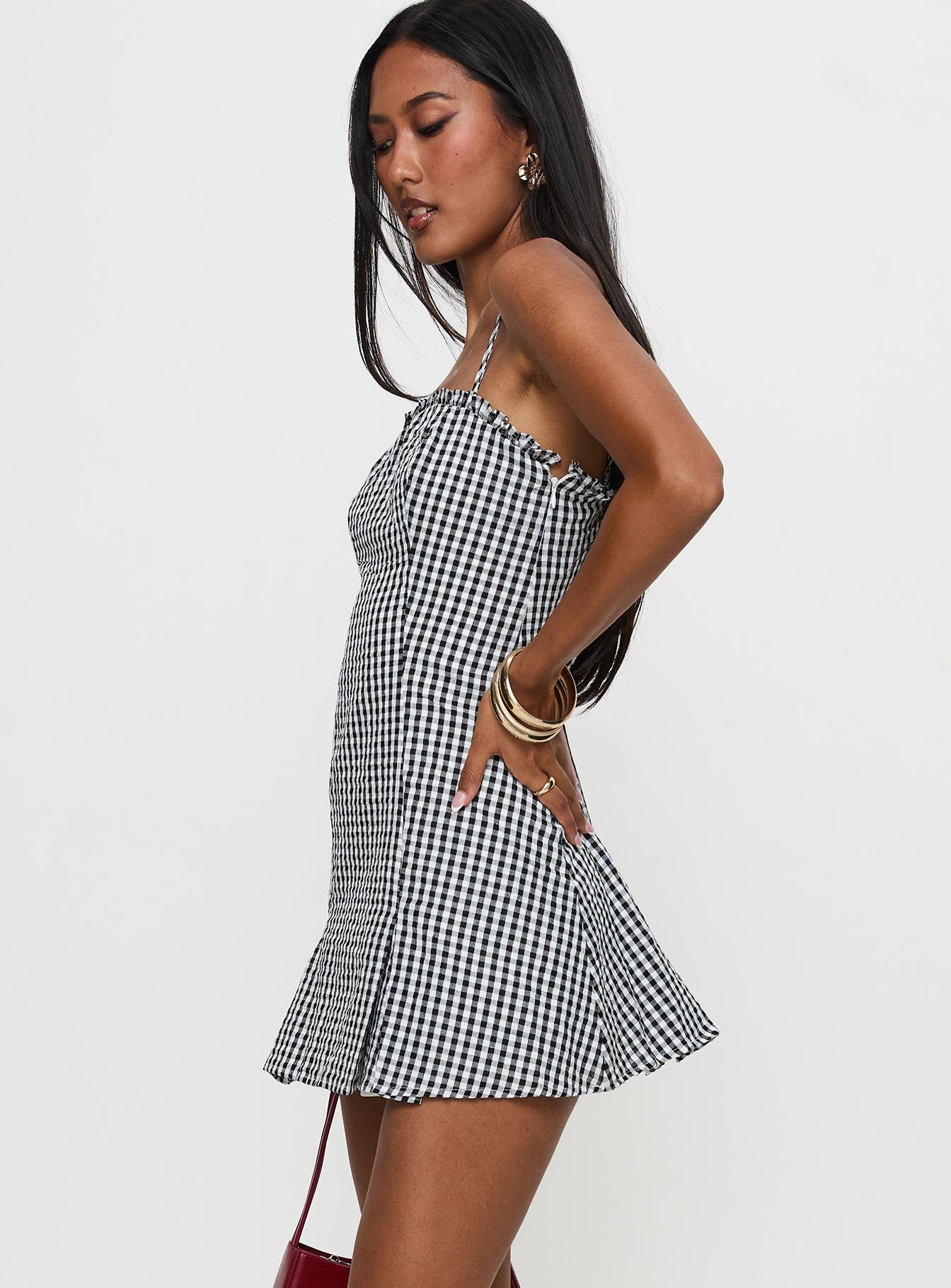 Bessette Mini Dress Black Gingham-Vipp Girl