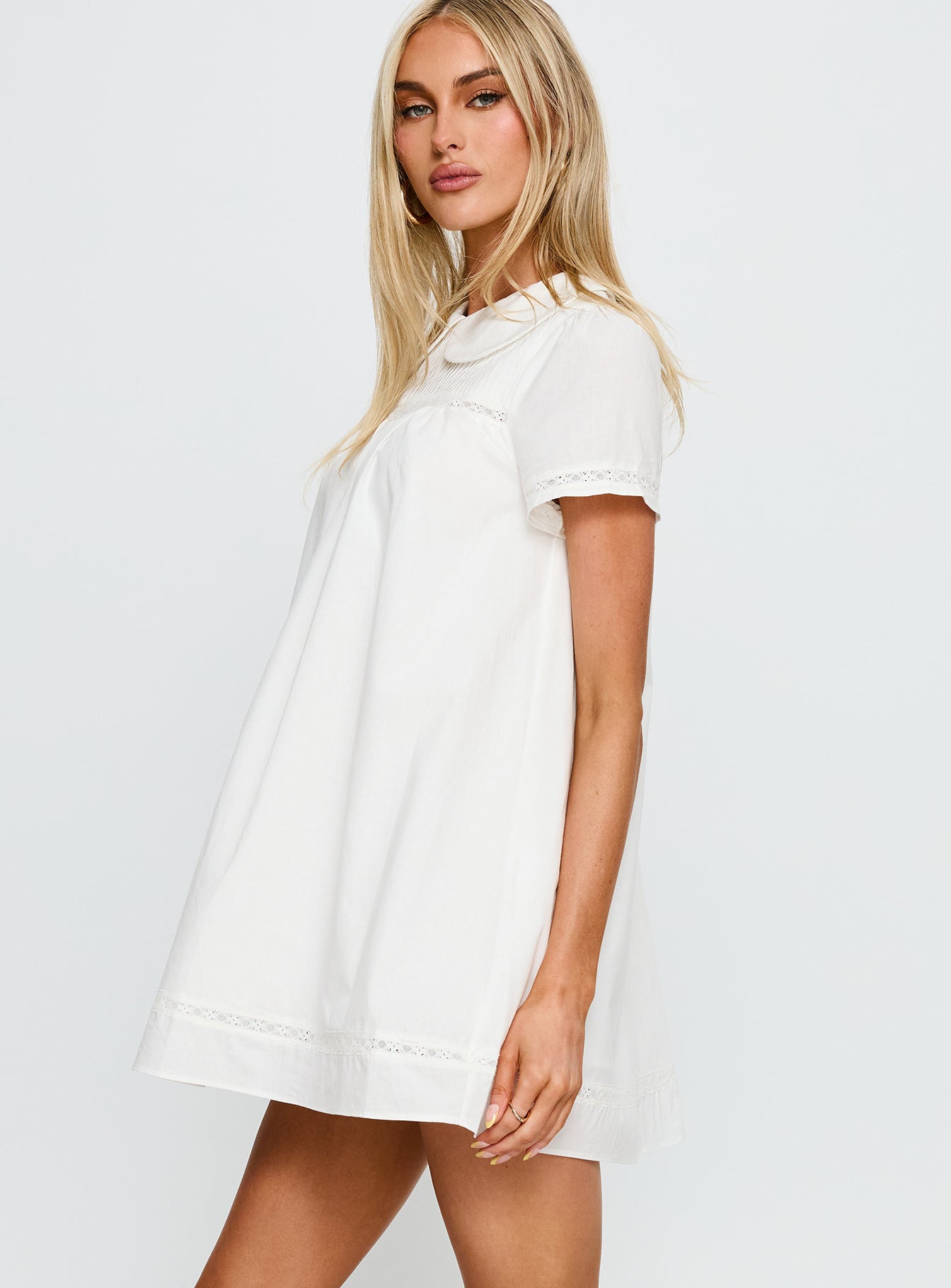 Bethanne Babydoll Mini Dress White-Vipp Girl