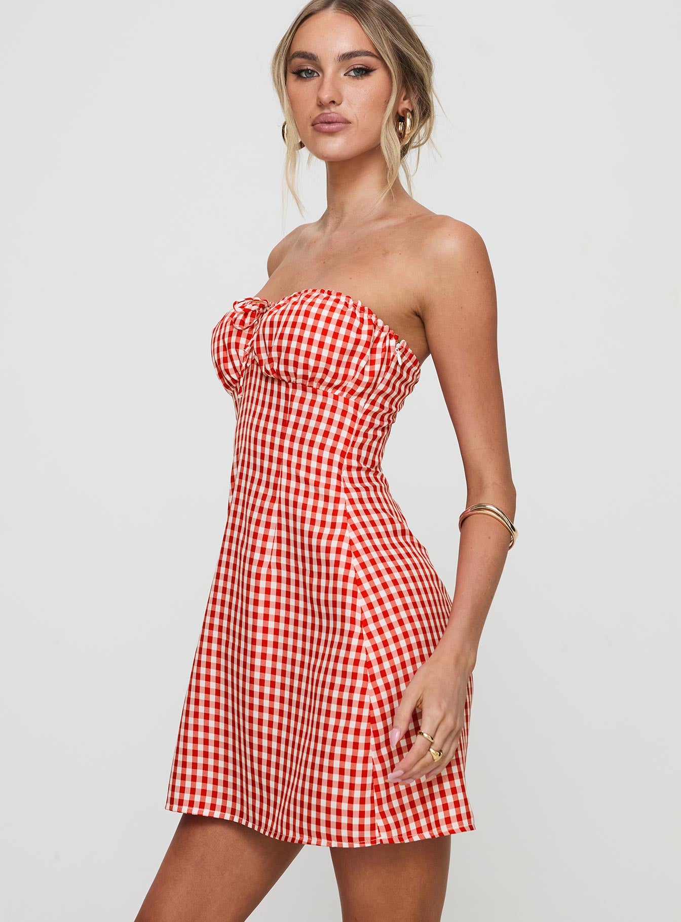 Double Date Mini Dress Red Gingham-Vipp Girl