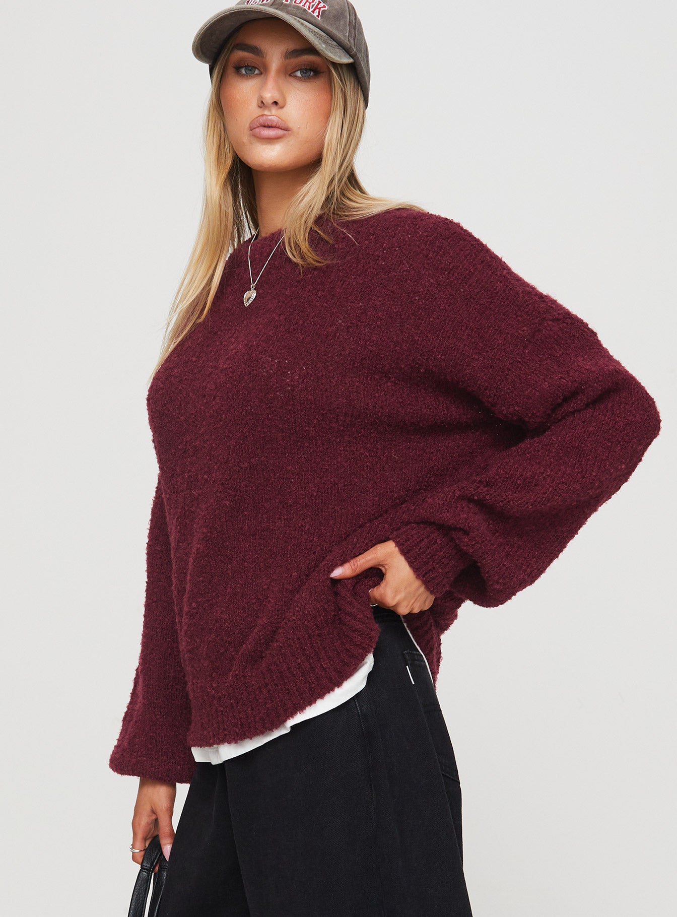 Niomie Knit Sweater Burgundy-Vipp Girl