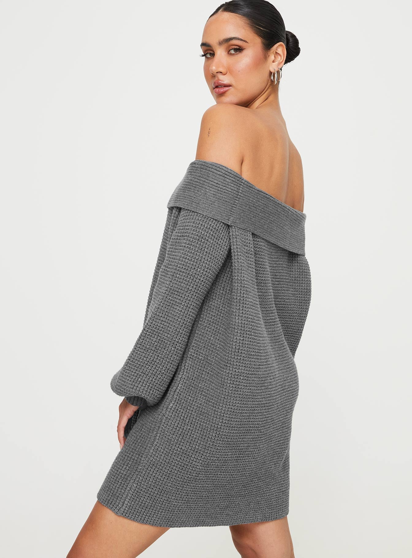 Deya Off The Shoulder Mini Dress Grey-Vipp Girl