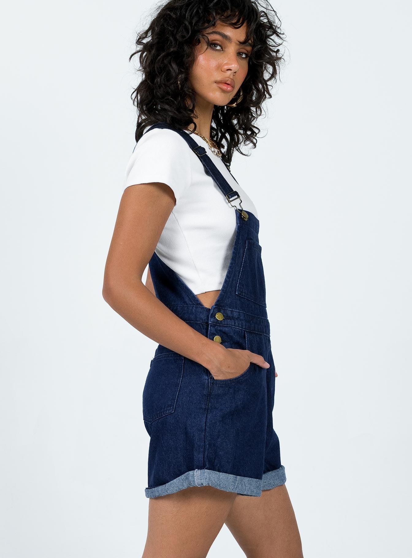 Kacey Short Overalls Dark Wash Denim-Vipp Girl