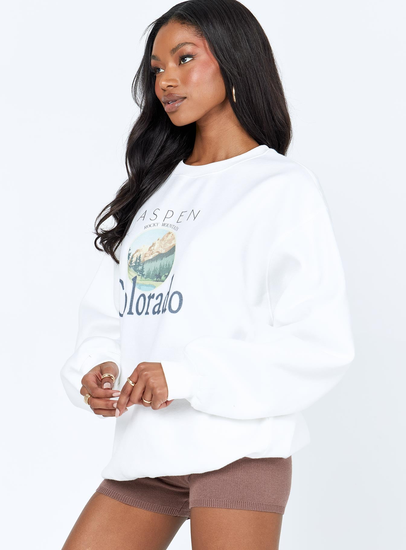 Colorado Oversized Crewneck Sweatshirt White-Vipp Girl