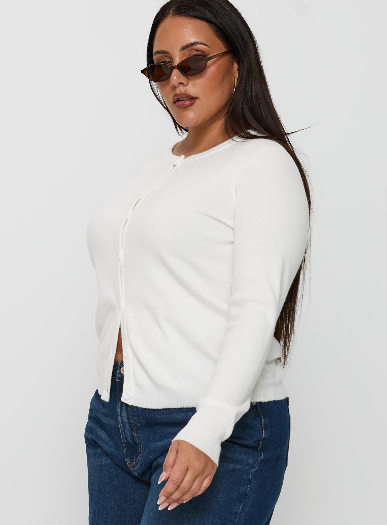 Lauraine Cardigan White Curve-Vipp Girl