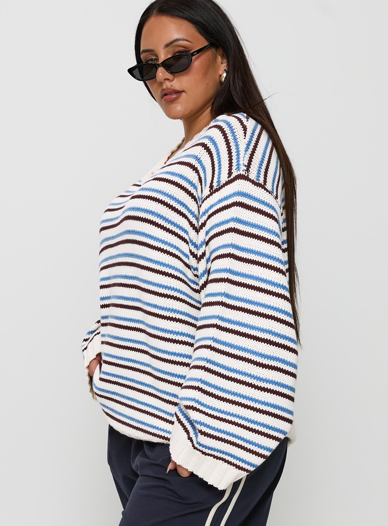 Karolyn Sweater Blue Stripe Curve-Vipp Girl
